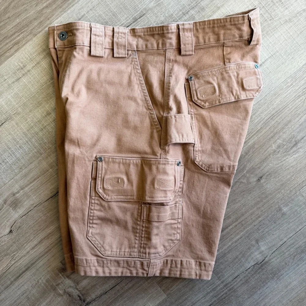 Duluth Trading Co Flex Fire Hose Relaxed Fit Cargo Shorts Brown W32 L9 Inseam